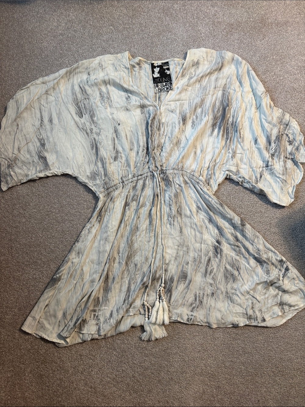 Young Fabulous & Broke Light gray Marble V-Neck Tassel Tunic